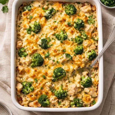 Cheesy chicken broccoli rice caserole