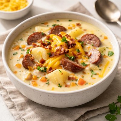 Cheesy potato sausage soup
