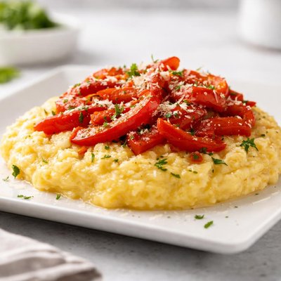 Cheesy red pepper polenta