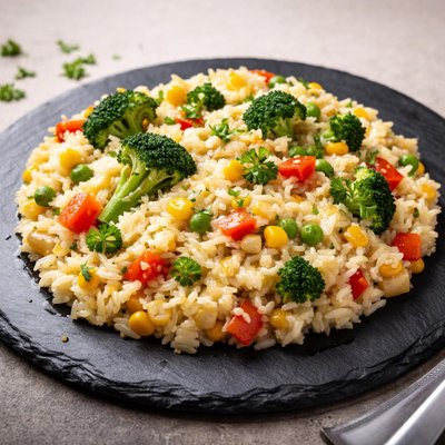 Cheesy rice with vegetables