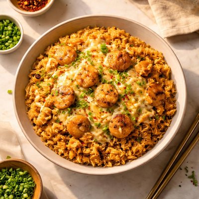 Cheesy scallop fried rice