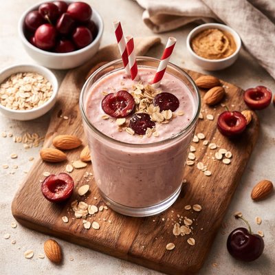 Cherry almond oatmeal smoothie