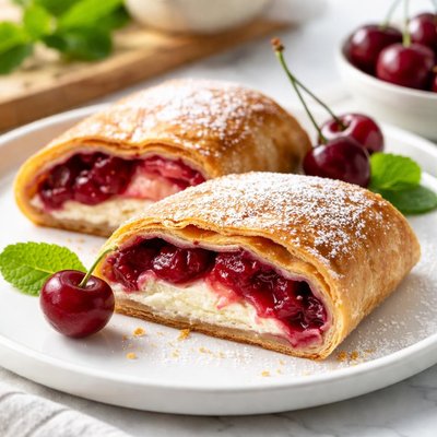 Cherry and cream cheese strudel