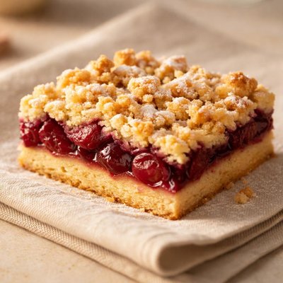 Cherry crumble slice
