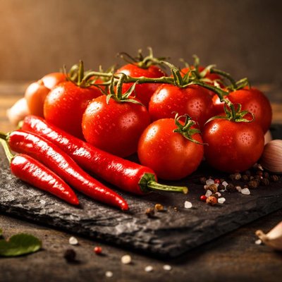 Cherry tomato  chili pepper