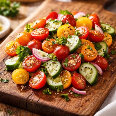 Cherry tomato and cucumber salad
