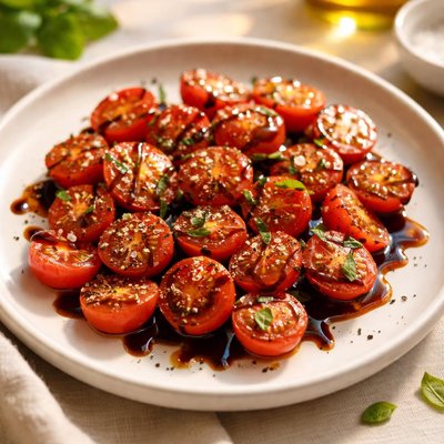 Cherry tomatoes with balsamic glaze