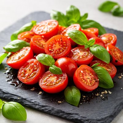 Cherry tomatoes with basil