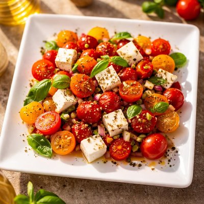 Cherry tomatoes with feta cheese