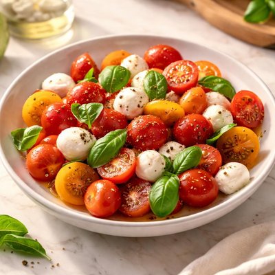 Cherry tomatoes with mozzarella