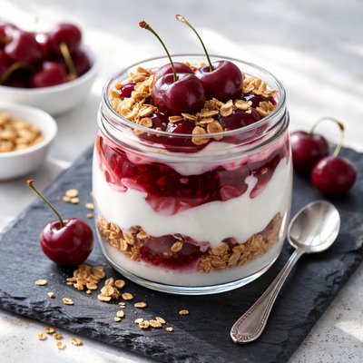 Cherry yogurt parfait