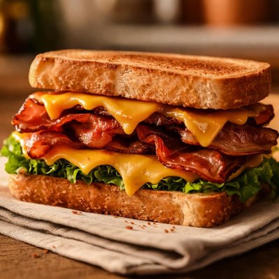 Chese and bacon sandwish