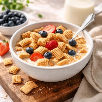 Chex cereal with milk