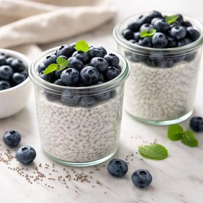 Chia pudding with blueberries