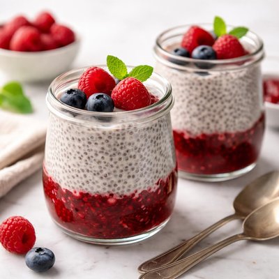 Chia pudding with jam