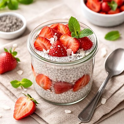 Chia pudding with strawberries