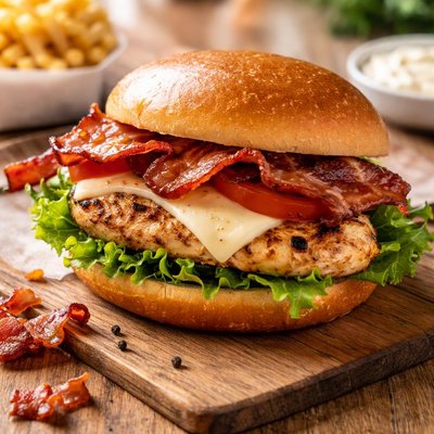 Chic fil a grilled chicken sandwich with maple bacon