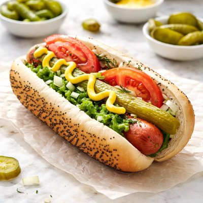 Chicago style hot dog