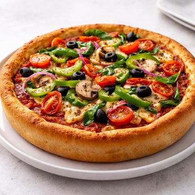 Chicago style veggie pizza