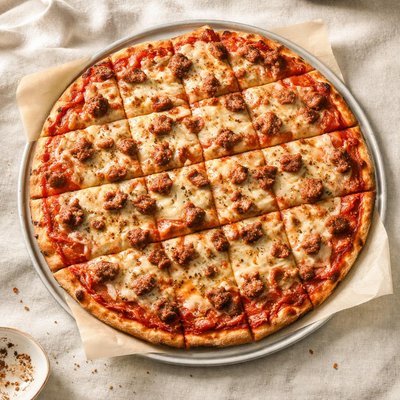 Chicago tavern style pizza with sausage