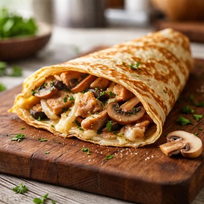 Chicen cheese and mushrooms creppe