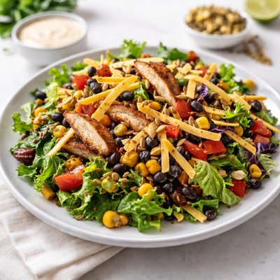 Chick-fil-a southwest salad with tortilla strips and pepitas