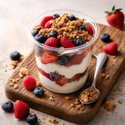Chick-fila berry parfait with cookie crumbs