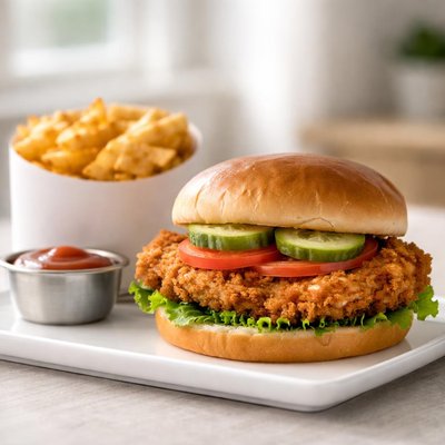 Chick fil a sandwich and fries