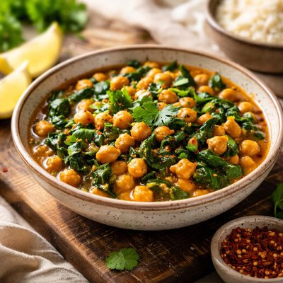 Chick peas and spinach curry