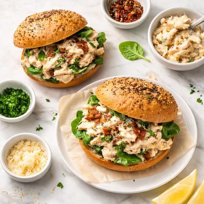 Chicken alfredo bread with keto bun