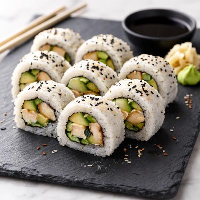 Chicken and avacado sushi