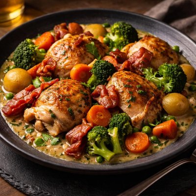 Chicken and bacon and mixed veg casserole