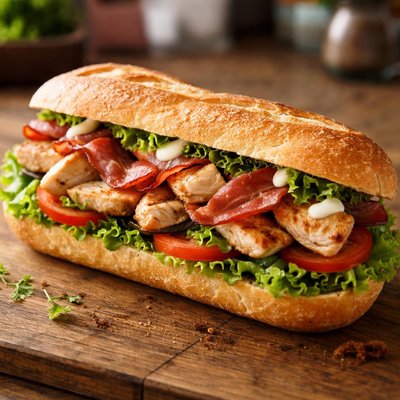 Chicken and bacon bagguette