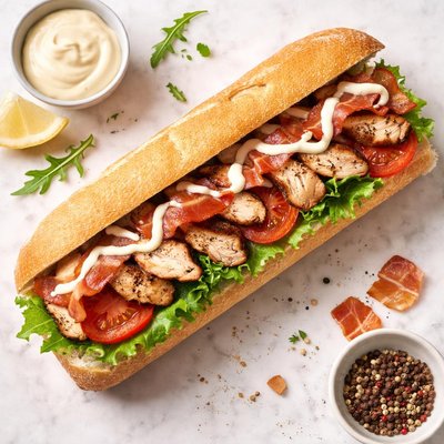 Chicken and bacon baguette