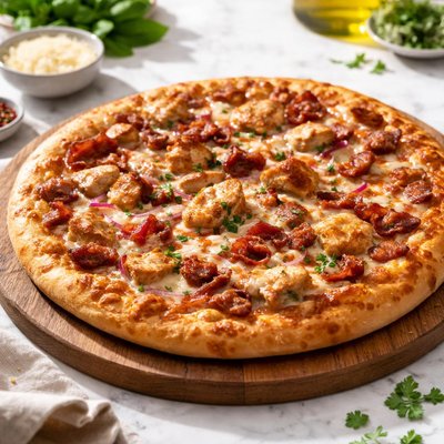 Chicken and bacon pizza