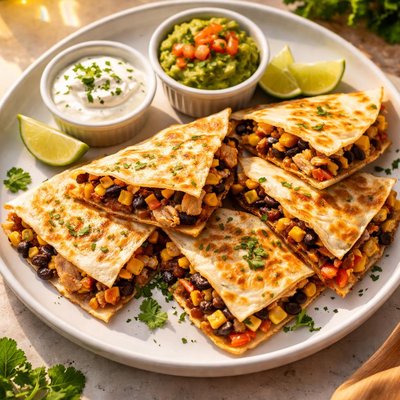Chicken and beans quesadilla