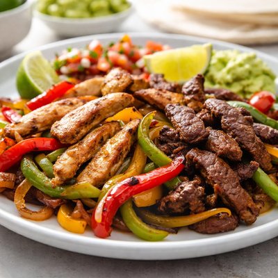 Chicken and beef fajitas