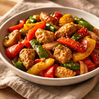 Chicken and bell pepper stir-fry