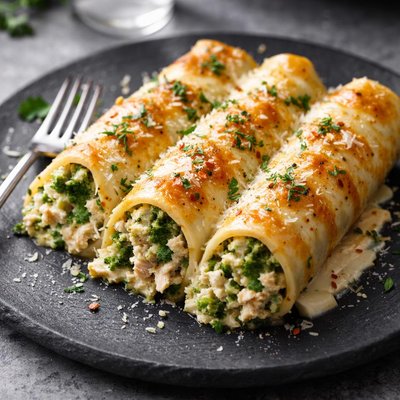 Chicken and broccoli cannelloni