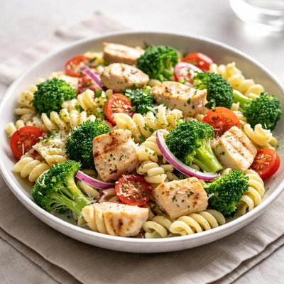 Chicken and brocoli and pasta salad