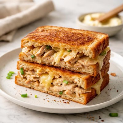 Chicken and cheese toastie with butter