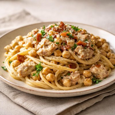 Chicken and chickpea carbonara