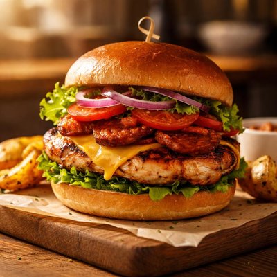 Chicken and chorizo burger
