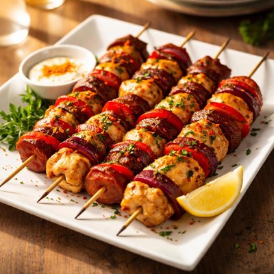 Chicken and chorizo kebab
