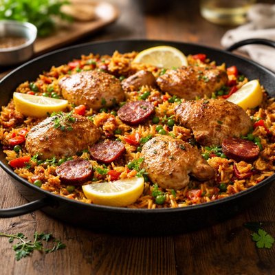 Chicken and chorizo paella