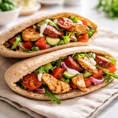 Chicken and chorizo pitta