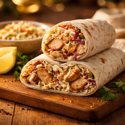 Chicken and coleslaw wrap