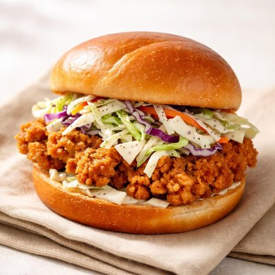 Chicken and cowlslaw sandwich