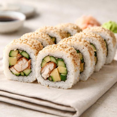 Chicken and cucumber sushi roll