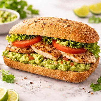 Chicken and guacamole sandwich
